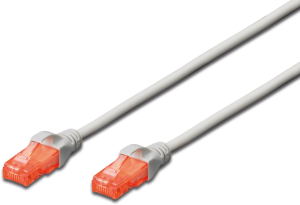 Patch cable, RJ45 plug, straight to RJ45 plug, straight, Cat 6, U/UTP, LSZH, 10 m, gray