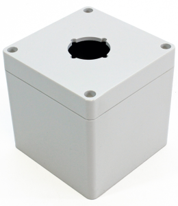 Polycarbonate push button enclosure, (L x W x H) 90 x 90 x 90 mm, light gray (RAL 7035), IP66, 1554PB1A