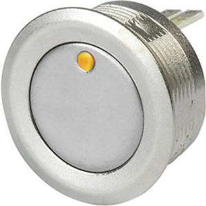 Pushbutton, 1 pole, silver, illuminated  (yellow), 0.125 A/48 V, mounting Ø 19 mm, IP67, 1241.2857