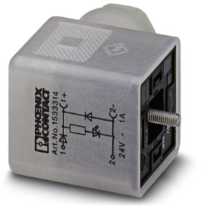 Valve connector, DIN shape A, 3 pole, 24 V, 0.34-1.5 mm², 1533314