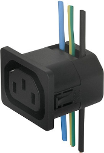 Built-in appliance socket F, 3 pole, snap-in, IDC connection, 1.5 mm², black, 6610.6254