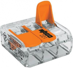 Connection clamp, 3 pole, 0.2-4.0 mm², clamping points: 3, orange/transparent, cage clamp, 32 A