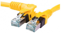 Patch cable, RJ45 plug, angled to RJ45 plug, straight, Cat 6A, S/FTP, PUR, 0.5 m, yellow