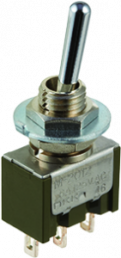 Toggle switch, metal, 1 pole, latching, On-On, 6 A/125 VAC, 4 A/30 VDC, silver-plated, MN12SS4W01