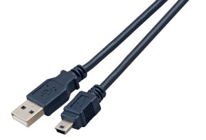 USB 2.0 connecting cable, USB plug type A to mini USB plug type B, 3 m, gray