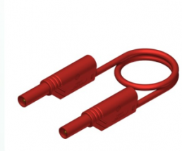 Measuring line with (4 mm plug, spring-loaded, straight) to (4 mm plug, spring-loaded, straight), 250 mm, red, PVC, 1.0 mm², CAT II