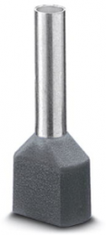 Insulated twin wire end ferrule, 2.5 mm², 18.5 mm/10 mm long, NF C 63-023, gray, 3240669