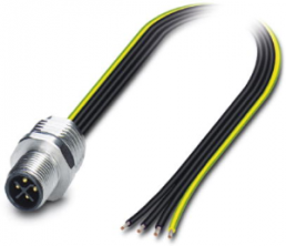 Sensor actuator cable, M12-flange plug, straight to open end, 4 pole, 0.5 m, 12 A, 1424139
