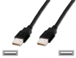 USB 2.0 Connection line, USB plug type A to USB plug type A, 1.8 m, black
