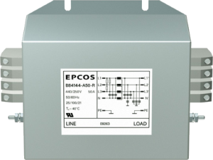 EMC filter, 50 to 60 Hz, 25 A, 250/440 VAC, print terminal, B84144A0025R000