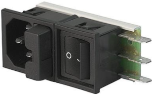 Combination element C14 + F, 3 pole, snap-in, plug-in connection, black, 6424.0153.10