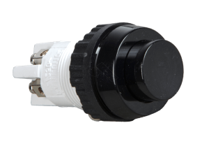 Push button, 2 pole, black, unlit , 2 A/250 V, mounting Ø 18.2 mm, IP40, 1.01.102.011/0104