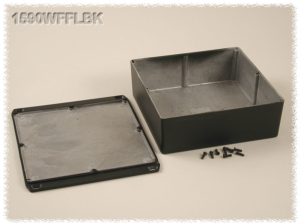 Aluminum die cast enclosure, (L x W x H) 188 x 188 x 67 mm, black (RAL 9005), IP65, 1590WFFLBK