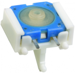 Short-stroke pushbutton, 1 Form A (N/O), 100 mA/42 V AC/DC, unlit , actuator (white/blue), 3.6 N, THT
