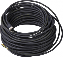 Sensor actuator cable, M12-cable socket, straight to open end, 5 pole, 25 m, PUR, black, 4 A, XZCP1164L25