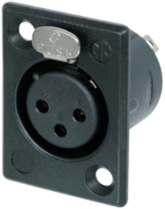XLR panel socket, 3 pole, silver-plated, metal, NC3FP-BAG-1