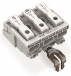 Mains connection terminal, 3 pole, 0.5-2.5 mm², clamping points: 25, white, push-in wire connection, 24 A