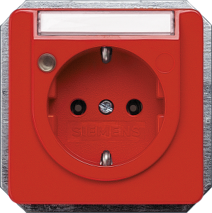 German schuko-style socket outlet with label field, orange, 16 A/250 V, Germany, IP20, 5UB1475