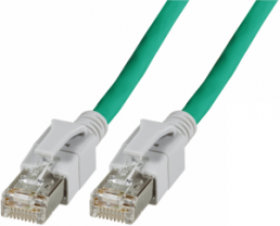 Patch cable with illuminated plugs, RJ45 plug, straight to RJ45 plug, straight, Cat 6A, S/FTP, LSZH, 1 m, green