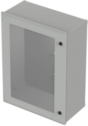 Wall enclosure with viewing pane, (H x W x D) 800 x 600 x 300 mm, IP65, polyester, light gray, 42286300