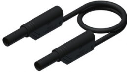 Measuring lead with (4 mm plug, spring-loaded, straight) to (4 mm plug, spring-loaded, straight), 2 m, black, silicone, 1.0 mm², CAT II