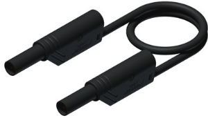 Measuring lead with (4 mm plug, spring-loaded, straight) to (4 mm plug, spring-loaded, straight), 1 m, black, silicone, 1.0 mm², CAT II