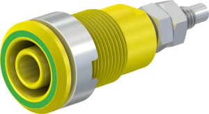 4 mm socket, threaded bolt, mounting Ø 12.2 mm, CAT III, yellow/green, 49.7043-20