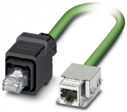 Network cable, RJ45 plug, straight to RJ45 socket, straight, Cat 5e, SF/TQ, PUR, 2 m, green
