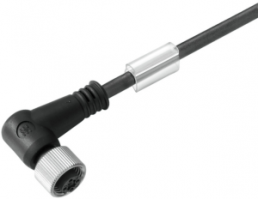 Sensor actuator cable, M12-cable socket, angled to open end, 4 pole, 10 m, PUR, black, 4 A, 9457741000