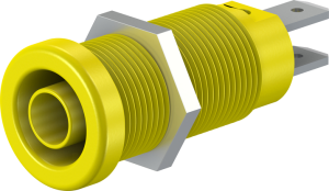 4 mm socket, flat plug connection, mounting Ø 12.2 mm, CAT IV, yellow, 66.9131-24