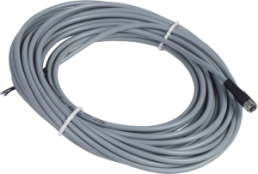 Sensor actuator cable, M8-cable socket, straight to open end, 3 pole, 10 m, PVC, black, 3 A, XZCPV0566L10