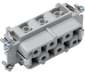 Socket contact insert, H-B 16, 6 pole, equipped, screw connection, with PE contact, 10171000