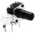 Short-stroke pushbutton, Form A (N/O), 50 mA/24 VDC, unlit , actuator (black, L 0.7 mm), 1.3 N, THT