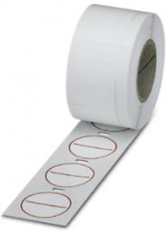 Polyvinyl chloride Label, (L x W) 39 x 39 mm, red/white, Sheet with 500 pcs