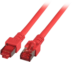Patch cable, RJ45 plug, straight to RJ45 plug, straight, Cat 6, S/FTP, LSZH, 50 m, red
