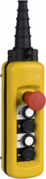 Pendant pushbutton, 4 pushbutton, 1 emergency stop/emergency off button, 6 Form A (N/O) + 3 Form B (N/C), latching, XACA4923