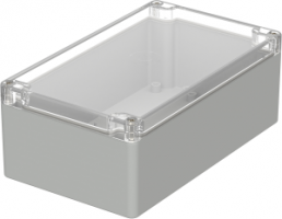 Polycarbonate enclosure, (L x W x H) 200 x 120 x 75 mm, light gray/transparent (RAL 7035), IP65, 02221100