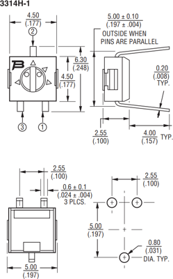 3314H-1-101 Bourns Electronics GmbH Trimmer Potentiometers Image 2