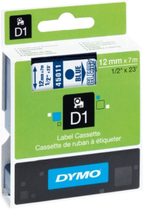 Labelling tape cartridge, 12 mm, tape transparent, font blue, 7 m, S0720510