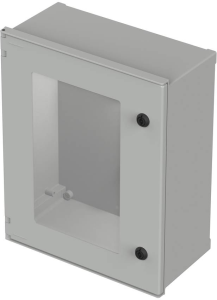 Wall enclosure with viewing pane, (H x W x D) 500 x 400 x 200 mm, IP65, polyester, light gray, 42254200