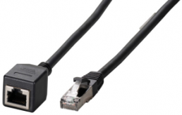 Extension cable, RJ45 plug, straight to RJ45 socket, straight, Cat 6A, S/FTP, LSZH, 10 m, black