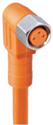 Sensor actuator cable, M8-cable socket, straight to open end, 3 pole, 15 m, PVC, orange, 4 A, 934773004