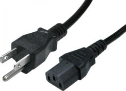 Device connection line, Taiwan, plug type B, straight on C13 jack, straight, VCTF 3x0.75 mm², black, 2 m
