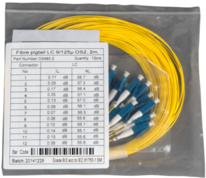 Fiber pigtail, LC to open end, 2 m, OM3, multimode 50/125 µm
