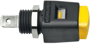 Quick pressure clamp, yellow, 30 VAC/60 VDC, 16 A, faston plug, nickel-plated, ESD 498 / GE