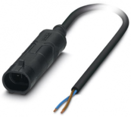 Sensor actuator cable, Cable plug to open end, 2 pole, 1.5 m, PUR, black, 8 A, 1410752