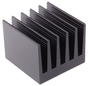 Extruded heatsink, 50 x 50 x 40 mm, 3.6 to 1.25 K/W, black anodized