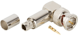 BNC plug 75 Ω, RG-6, solder connection, angled, 112540