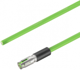 Sensor actuator cable, M12-cable socket, straight to open end, 4 pole, 3 m, PUR, green, 4 A, 2003920300