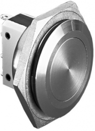 Pushbutton, 1 pole, silver, unlit , 5 A/250 V, mounting Ø 25.8 mm, IP66, MP0038